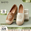 BASTO 百思图 2024春季时尚复古休闲渔夫鞋平跟圆头女单鞋A0051AA4 白色 37