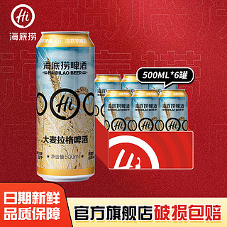 海底捞 大麦拉格精酿啤酒500ml*6罐整箱装国产高度烈性黄啤特价