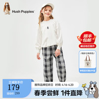 暇步士（Hush Puppies）童装儿童2024春夏格纹系列梭织长裤宽松透气舒适潮流时尚 钻石黑 130cm