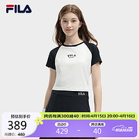 FILA 斐乐 官方女子针织短袖衫2024夏时尚凉感防晒插肩袖T恤