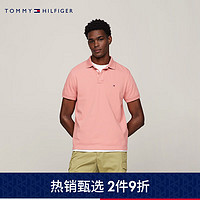 TOMMY HILFIGER【休闲度假】24春夏男弹力珠地网眼印花门襟POLO衫34738 粉色TJ5 XXL （：180-200斤）