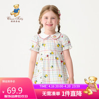 Classic Teddy精典泰迪女童连衣裙儿童裙子宝宝纯棉公主裙宝宝仙女裙 格纹 100