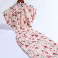 戚薇2024年春夏复古民国风旗袍日常可穿优雅简约新中式连衣裙 花色 S