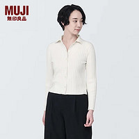 MUJI 無印良品 无印良品 MUJI 女式 使用了大豆纤维 罗纹编织 POLO开衫 早春新品BA1OGA4S 米白色 S （155/80A）