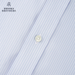 布克兄弟（BrooksBrothers）男士24春夏经典版免烫牛津纺条纹短袖正装衬衫 4000-蓝色 14/H