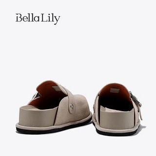 Bella Lily2024春季厚底外穿包头拖鞋女无后跟鞋减龄单鞋 杏色 38