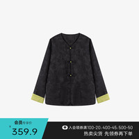 Basic House/百家好新中式时尚休闲复古外套女春季2024新国风拼色设计感 黑色 L130-140斤