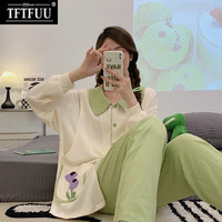 TFTFUU月子服夏季薄款产后绉布棉春秋天产妇哺乳睡衣家居服喂奶 YJY F30# 3XL