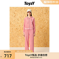 XII BASKET/ToyzY24春粉色丝绒直筒阔腿休闲裤 粉红 36