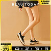 BeauToday厚底帆布鞋女增高BT透气运动休闲鞋女板鞋黑色单鞋