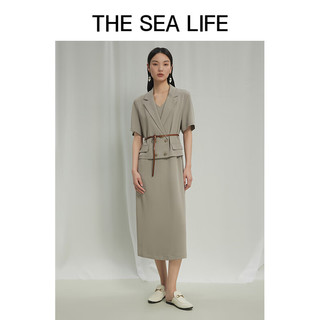 THE SEA LIFE欧海一生 立体感连衣裙24夏季气质浪漫感配腰带PB1135 微光绿 M