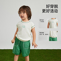 Wellber 威尔贝鲁 男童套装两件套纯棉夏季宝宝短袖套装洋气运动服儿童套装