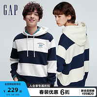 Gap 盖璞 男女装春季2024新款撞色条纹连帽卫衣休闲情侣装上衣885518