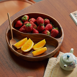 肆月家用木制果盘客厅茶几水果干果茶点盘轻奢高端零食盒点心盘
