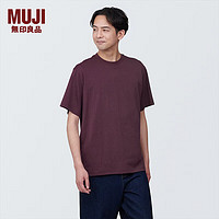 无印良品（MUJI）男式 天竺织 圆领短袖T恤 男士打底衫男款夏季 AB1MIA4S 酒红色 XS (160/80A)