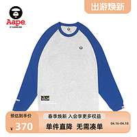 Aape 旗舰店男装春夏猿颜徽章撞色插肩字母印花休闲长袖T恤1019XXL