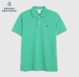 Brooks Brothers 男士23夏新纯棉翻领撞色LOGO短袖POLO衫