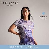 Ted Baker2024春夏女士气质印花修身圆领短袖T恤273579 蓝色 4