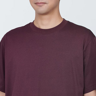 无印良品（MUJI）男式 天竺织 圆领短袖T恤 男士打底衫男款夏季 AB1MIA4S 酒红色 XXL (185/112A)