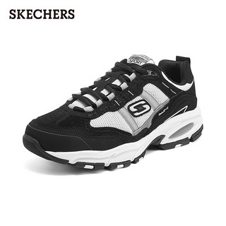 SKECHERS 斯凯奇 男鞋休闲鞋复古厚底增高鞋 春季户外运动鞋 男士老爹鞋 51241 黑白色/BKW 42