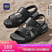 海澜之家HLA凉鞋男士休闲时尚拖鞋两用舒适沙滩鞋HAALXM2DBH016 黑色42