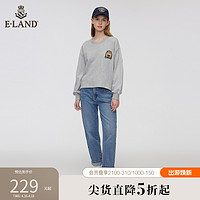 E·LAND 衣恋 Eland衣恋牛仔裤女春秋小个子简约宽松直筒牛仔长裤子女