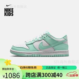 耐克（NIKE）男童DUNK大童运动童鞋春季胶底低帮板鞋FZ3534 100白色/泡沫薄荷绿 36码