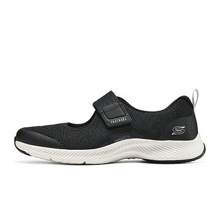 斯凯奇（Skechers）2024年夏季女士浅口玛丽珍单鞋休闲鞋舒适透气104622 黑色/白色/BKW 35
