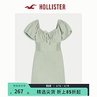 HOLLISTER24春夏辣妹露背泡泡袖短款A字连衣裙 女 357893-1 灰绿色 L (165/100A)