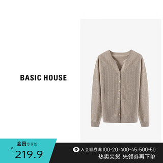 百家好（Basic House）绵羊毛v领针织开衫女宽松显瘦纯色针织衫B0633H54212 白色 S80-110斤