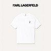 Karl Lagerfeld卡尔拉格斐轻奢老佛爷男装 24夏款KL钉珠刺绣 棉质舒适短袖T恤 本白 44