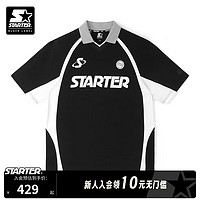 STARTER| 短袖男女同款2024年夏季V领美式复古球衣风宽松 黑色 2XL 185/100A