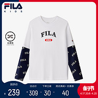 FILA 斐乐 儿童童装2024春新款小童男童休闲舒适长袖T恤