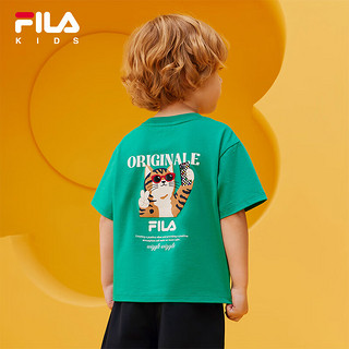 FILAxWiggleWiggle斐乐儿童上衣2024夏季小童T恤男童凉感短袖 球场绿-GN 140cm