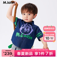 M.Latin/爱吃苹果的小精灵马拉丁童装衬衫24夏男小童透气短袖衬衫 牛仔蓝 100cm