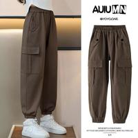 优优1点（Yoyo one）女童工装裤春秋2024儿童粉色纯棉裤子大童运动长裤炸街休闲裤 军绿 120cm