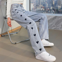 优优1点（Yoyo one）女童阔腿牛仔裤春款2024春装儿童裤子春秋女孩大童直筒裤春季 1468浅蓝【春秋款】 160cm