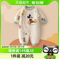 88VIP：Disney 迪士尼 婴儿连体衣宝宝满月衣服春秋季米奇米妮夹棉哈衣男女宝爬服