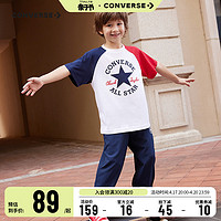 CONVERSE 匡威 儿童装男童短袖T恤2024夏季新款女童中大童拼接上衣