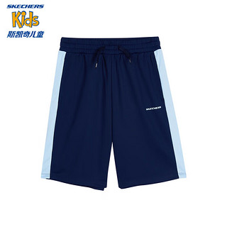 Skechers斯凯奇男童运动篮球套装夏季儿童背心短裤两件套P224B096 中世纪蓝/007D 120