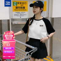 唐狮 TONLION女圆领插肩袖左胸字母短袖T恤WP 黑色 S