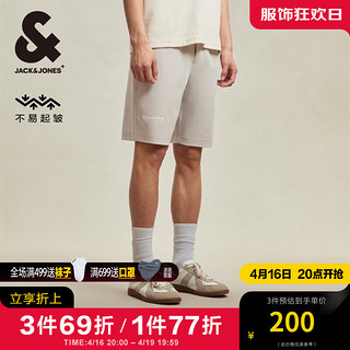 杰克·琼斯（JACK&JONES）夏季立体字母胶印百搭不易起皱舒适休闲短裤男装224215050 C45沙色 175/80A/MR