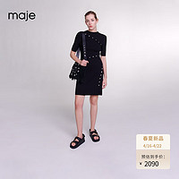 Maje2024春夏女装法式黑色修身短袖针织连衣裙短裙MFPRO03703 黑色 T34