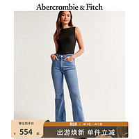 ABERCROMBIE & FITCH女装 24春潮流百搭高腰复古喇叭牛仔裤 358149-1 蓝色 30R (165/76A)