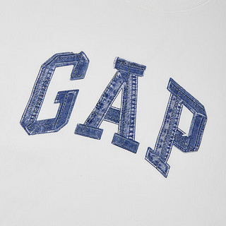 Gap女装2024夏季精梳棉牛仔logo短款短袖T恤宽松上衣496354 白色 160/80A(S) 亚洲尺码