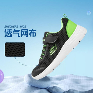 SKECHERS 斯凯奇 男中大童|夏季网面透气小白鞋跑步鞋童鞋舒适运动鞋