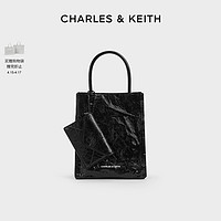 CHARLES & KEITH CHARLES&KEITH24;夏新款CK2-30782347纯色褶皱磁吸手提斜挎托特包