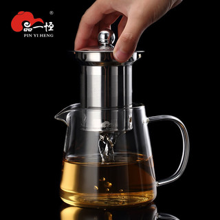 品一恒玻璃煮茶壶耐高温煮泡茶壶不锈钢过滤内胆茶水分离泡大容量玻璃壶 PYH-300A(350ML)