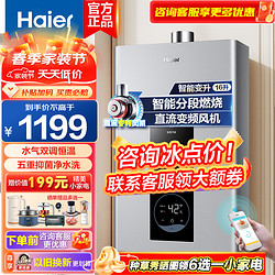 Haier 海尔 燃气热水器天然气家用强排式水汽双调恒温速热直流变频风机 16L