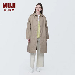 无印良品（MUJI）女式 木棉混 立领大衣 风衣外套女春秋 早春 BD0YLA4S 浅米色 XL 165/92A